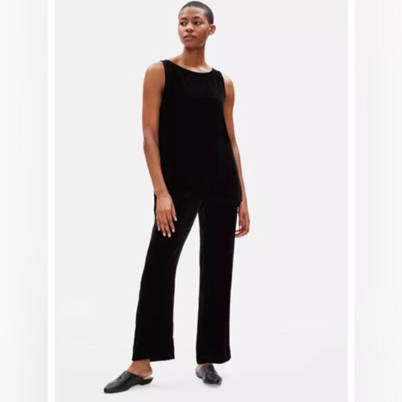 Eileen Fisher Pants - NWT EILEEN FISHER Velvet Straight Leg Pants Black XL Pull-On Side Pockets